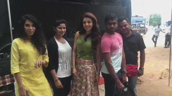 Kajal Latest Stills From the sets of Khaidi No 150 Movie