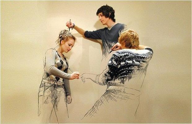 Photos: Artist Dan Lester draws himself into his work