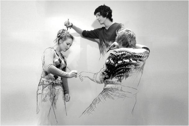 Photos: Artist Dan Lester draws himself into his work