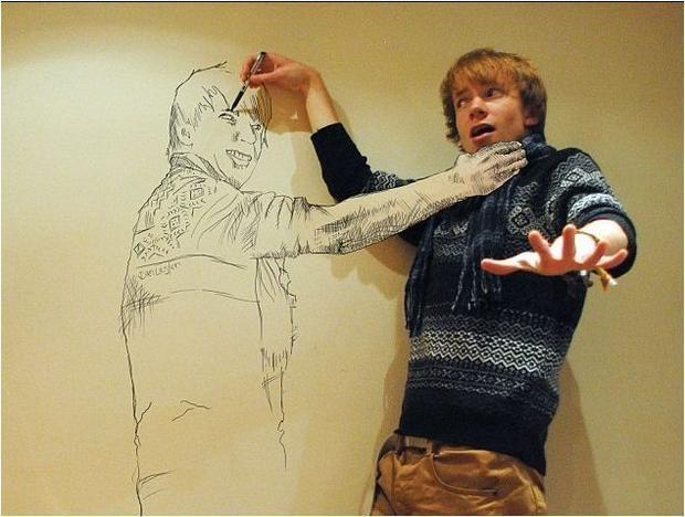 Photos: Artist Dan Lester draws himself into his work