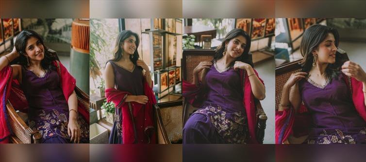 Meenakshi Dinesh Turns Up The Heat In This Purple Embroidered Ensemble – Sensual, Elegant, And Absolutely Irresistible