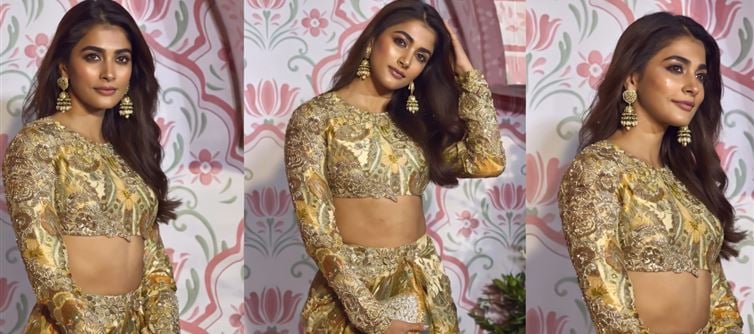 Pooja Hegde’s Golden Crop Top Look is Pure Sin — Sets the Lehenga on Fire