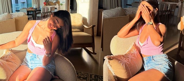 Pooja Hegde’s Tiny Pink Crop Top & Denim Shorts Just Set the Couch on Fire – Serves Sun-Kissed Legs and Killer Smile
