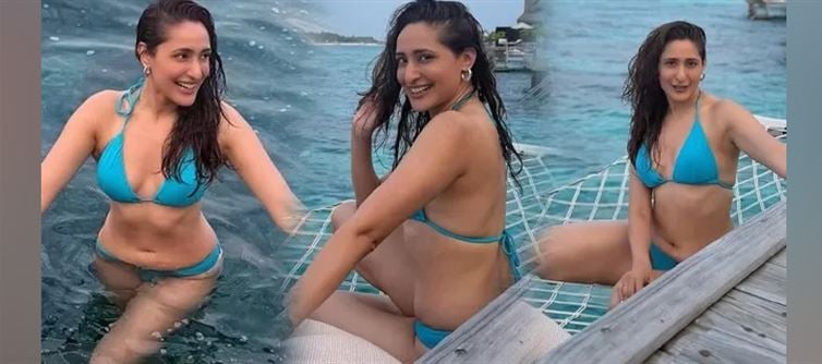 PRAGYA JAISWAL JUST SET THE MALDIVES ON FIRE IN A TINY BLUE BIKINI