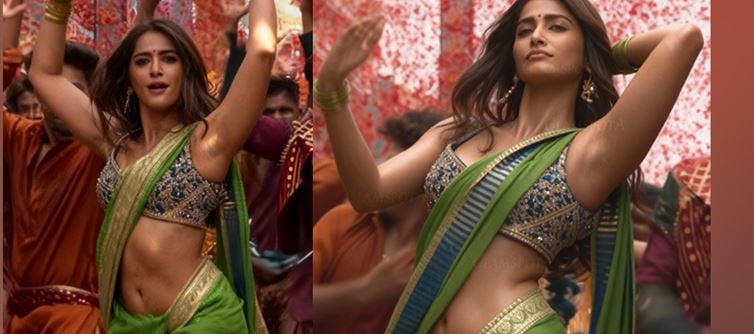 The Saree That Stole The Spotlight: Inside Pooja Hegde’s Green-and-Gold Masterpiece