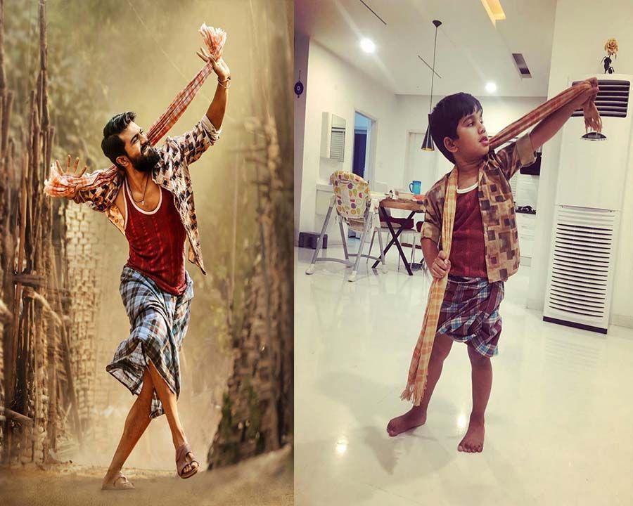 Allu Ayaan poses like ChittiBabu from Rangasthalam!