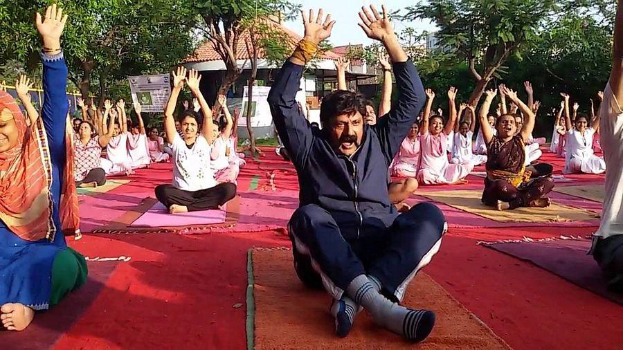 Nandamuri Balakrishna Performs Yoga on International Day Photos