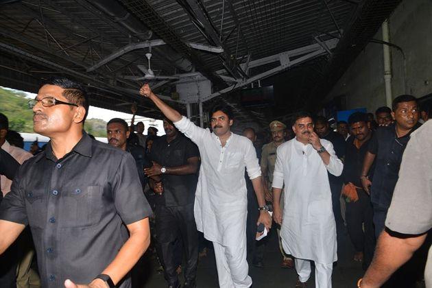 Pawan kalyan Train Journey Photos