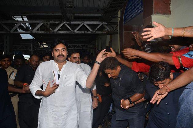 Pawan kalyan Train Journey Photos