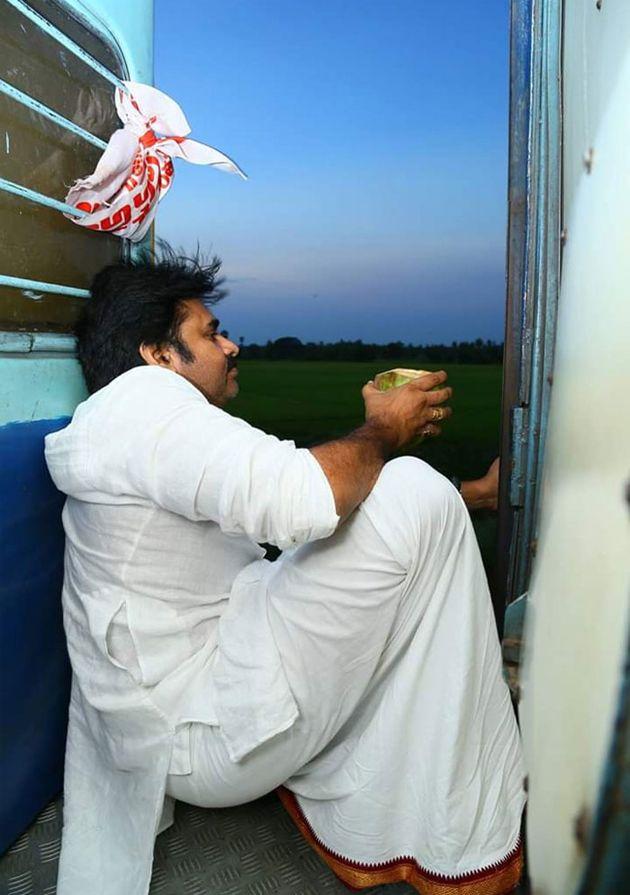 Pawan kalyan Train Journey Photos