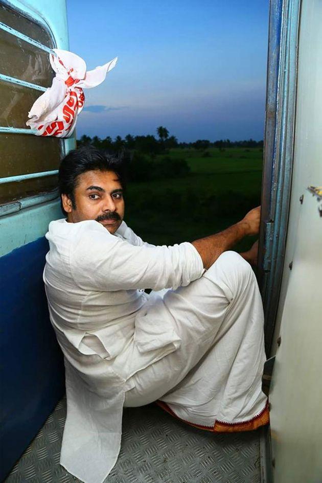 Pawan kalyan Train Journey Photos