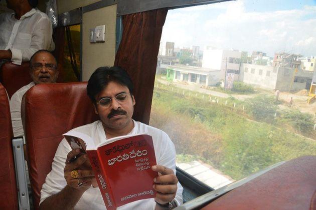 Pawan kalyan Train Journey Photos