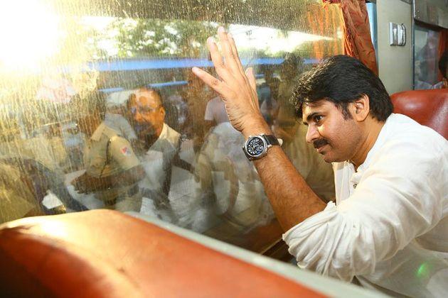 Pawan kalyan Train Journey Photos