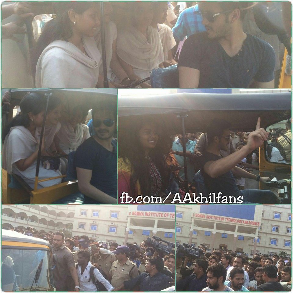 Akhil Akkineni drive a Autorickshaw in Khammam Photos