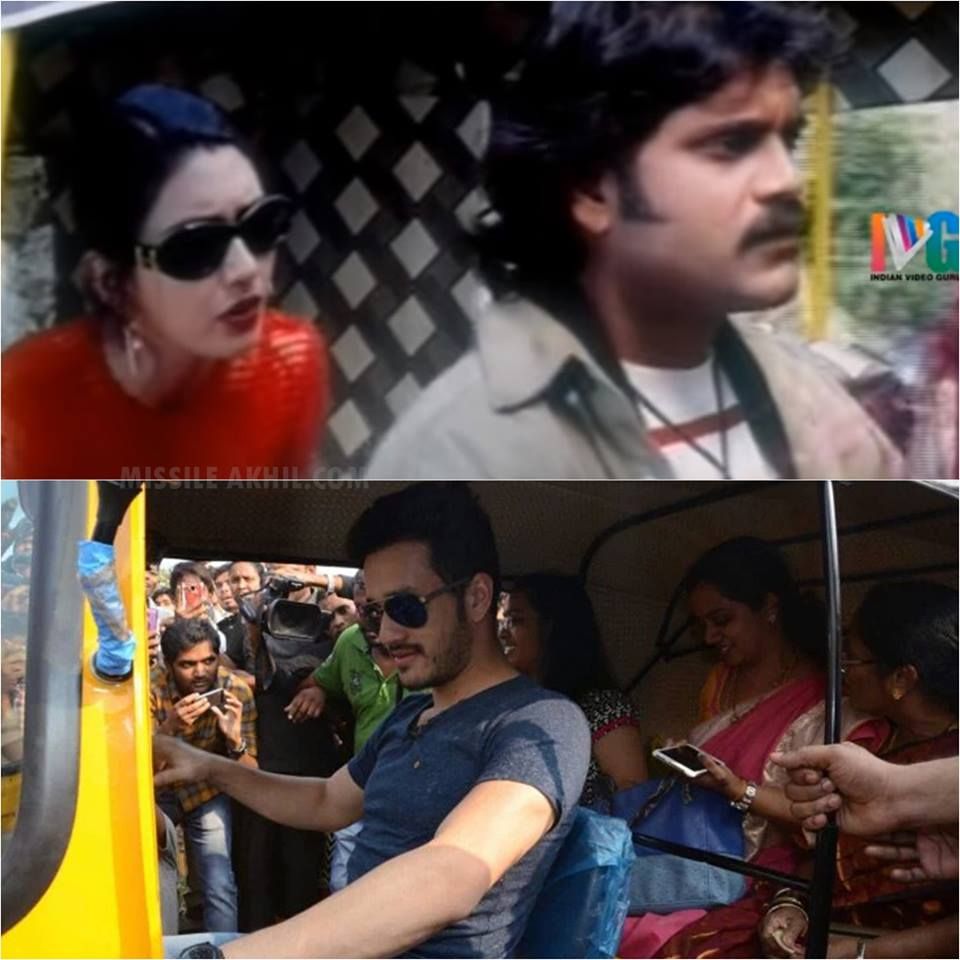 Akhil Akkineni drive a Autorickshaw in Khammam Photos