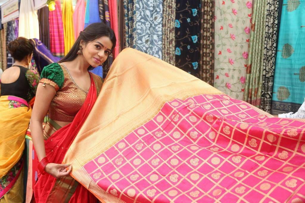 Actress Bhavya Sri Red Colour Saree Photos