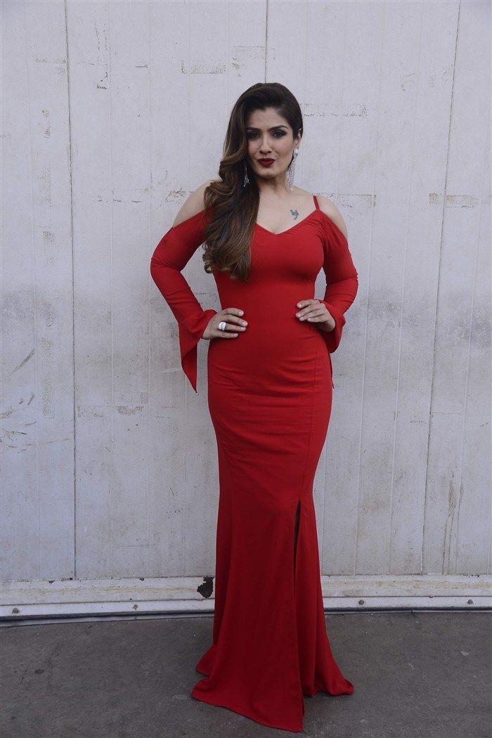 Actress Raveena Tandon Latest Photos in Red Dress