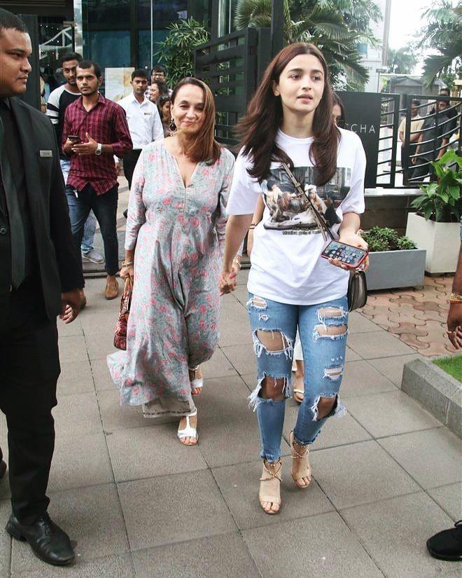 Alia Bhatt spotted outside her residence with security guards