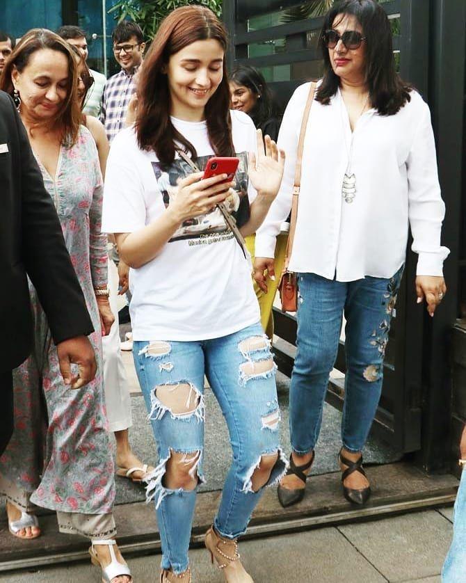 Alia Bhatt spotted outside her residence with security guards