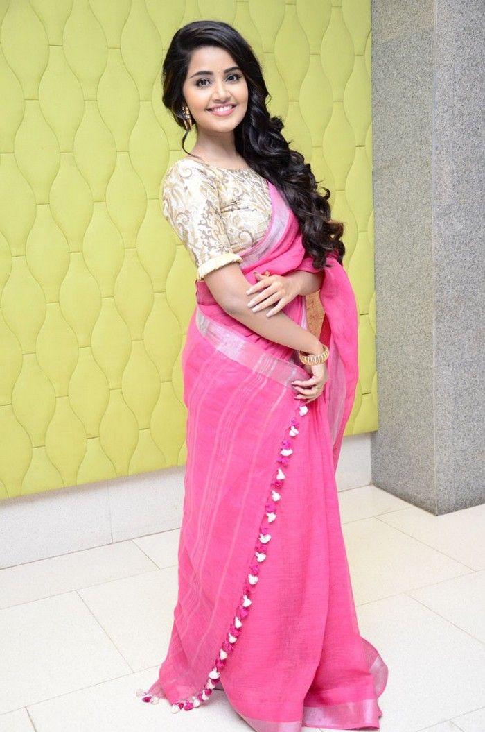 Anupama Parameswaran Latest Pink Saree Photo Stills