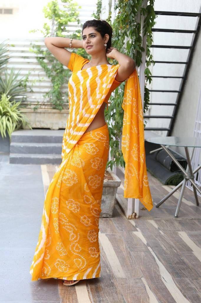 Ashima Narwal Photo Shoot In Yellow Saree Stills