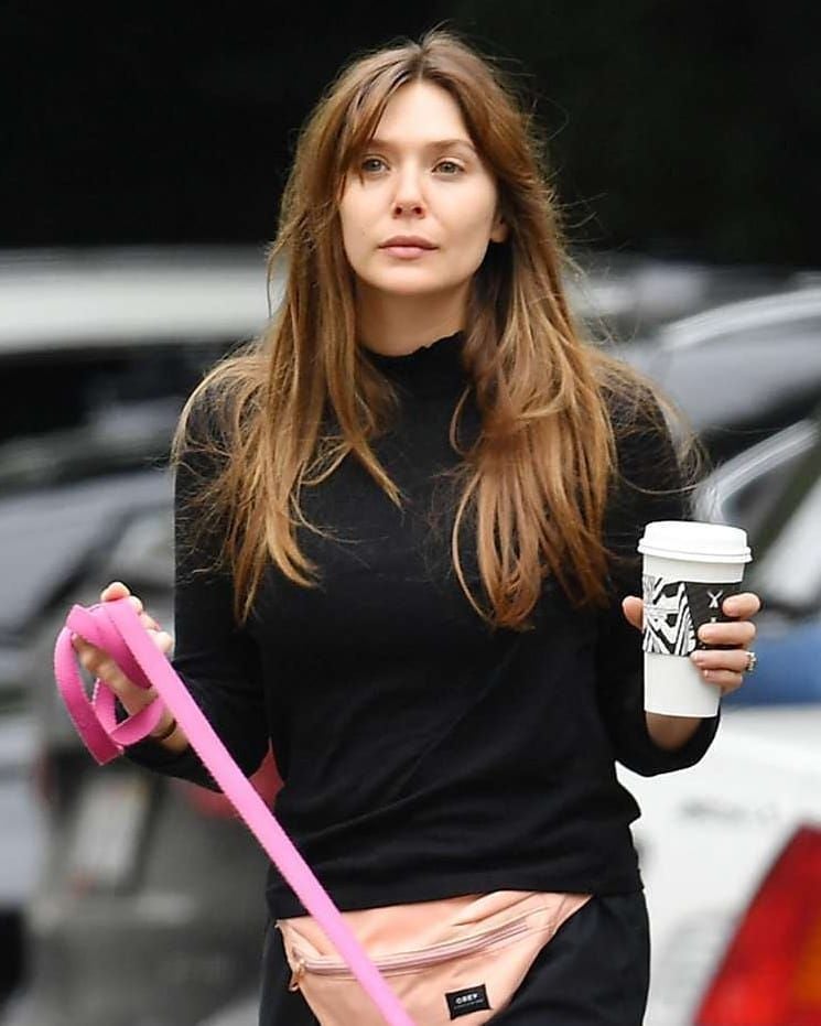 Avengers fame Elizabeth Olsen takes her dog for a walk at Encino