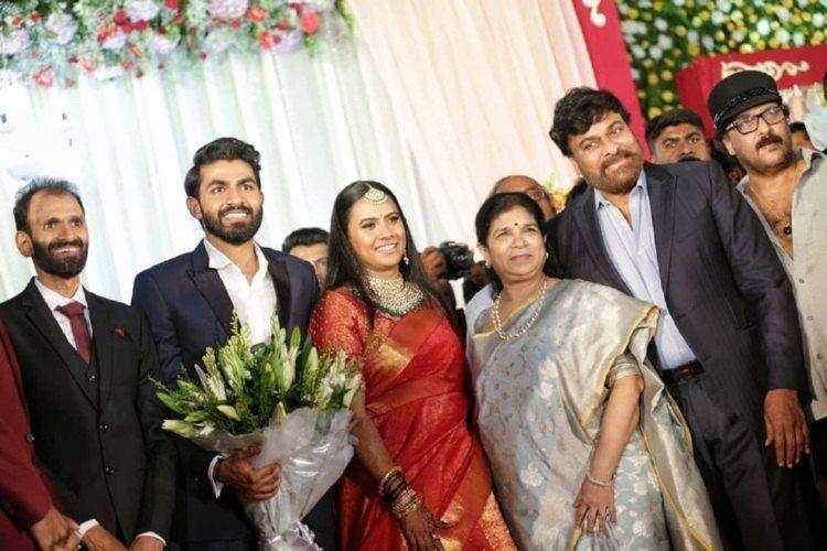 Chiranjeevi, Yash, Rashmika at YuvaRajkumar - Sridevi wedding reception..