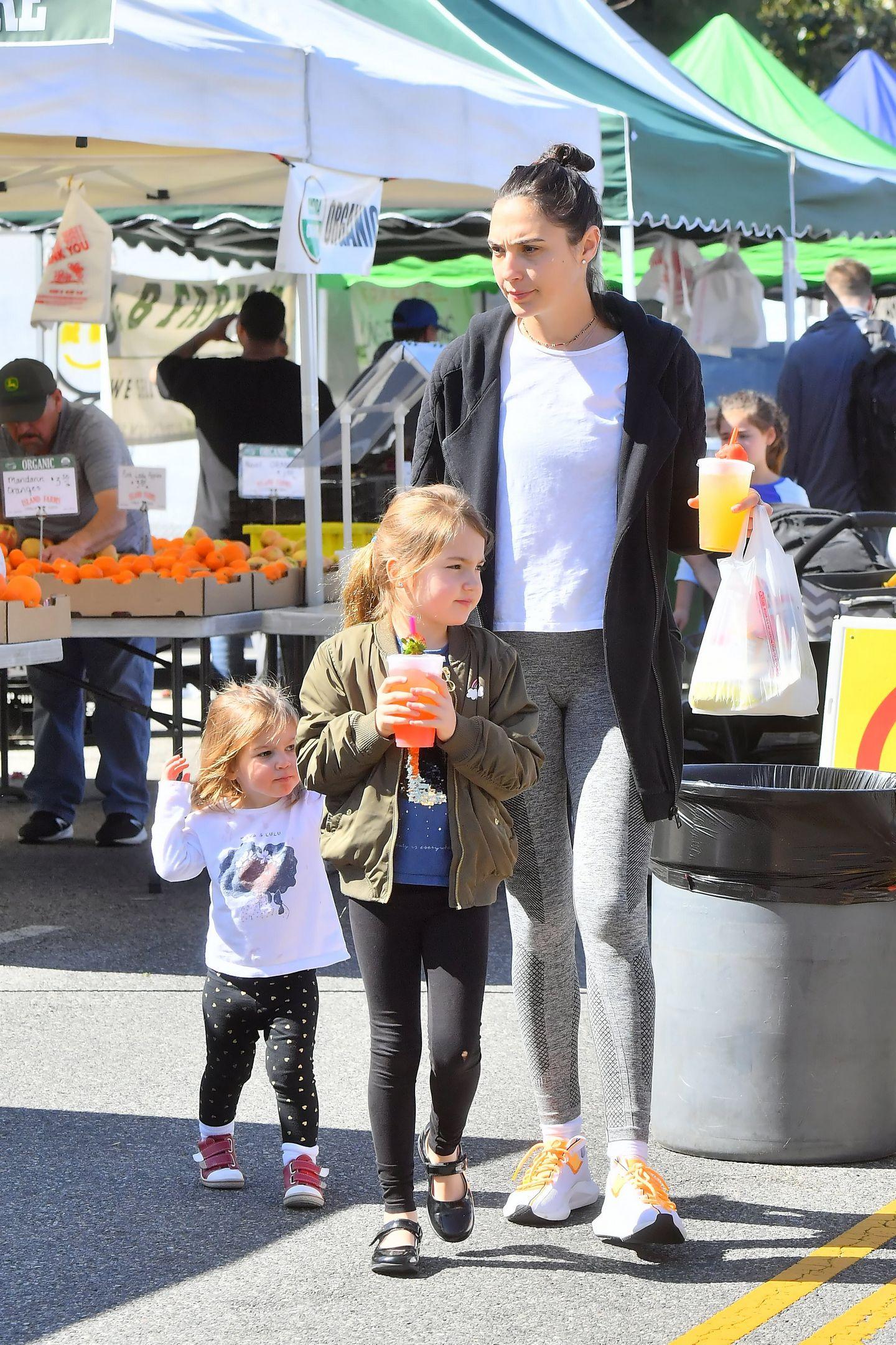 Gal Gadot with her Kids at the Farmers Market