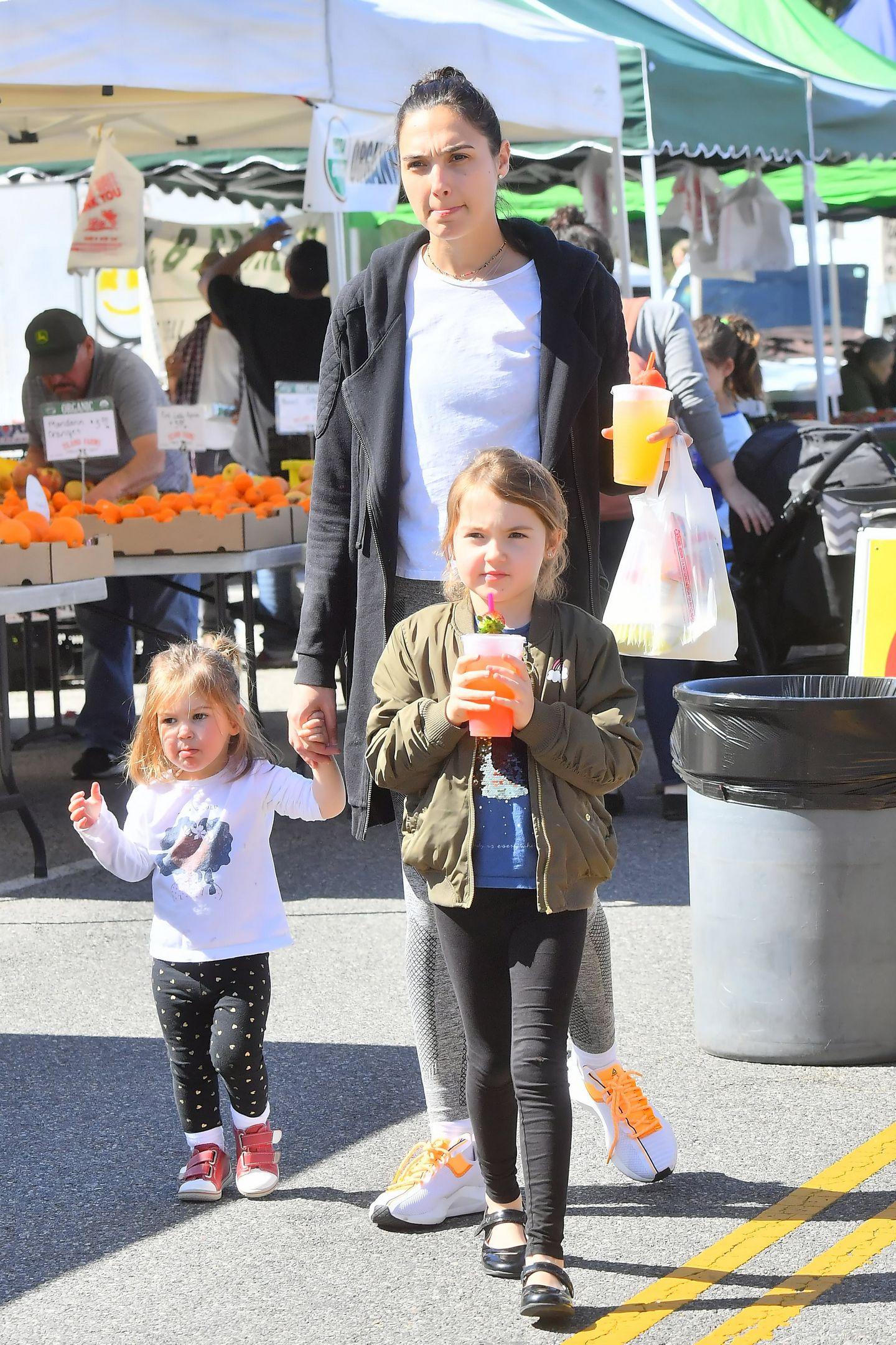 Gal Gadot with her Kids at the Farmers Market