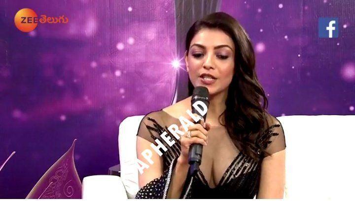 Kajal Hot Cleavage Show at Zee Telugu Apsara Awards 2018 Photos