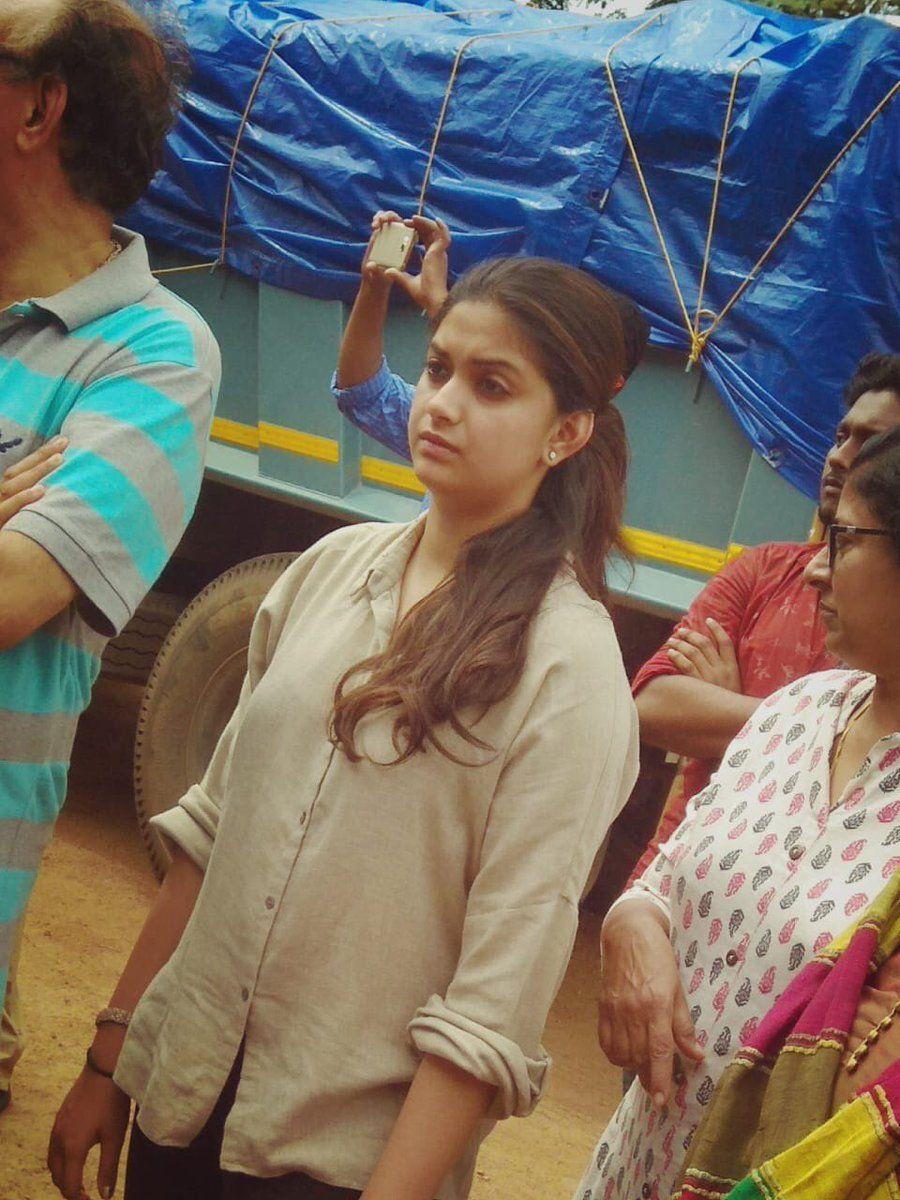 Keerthy Suresh spotted at Kerala flood relief camp