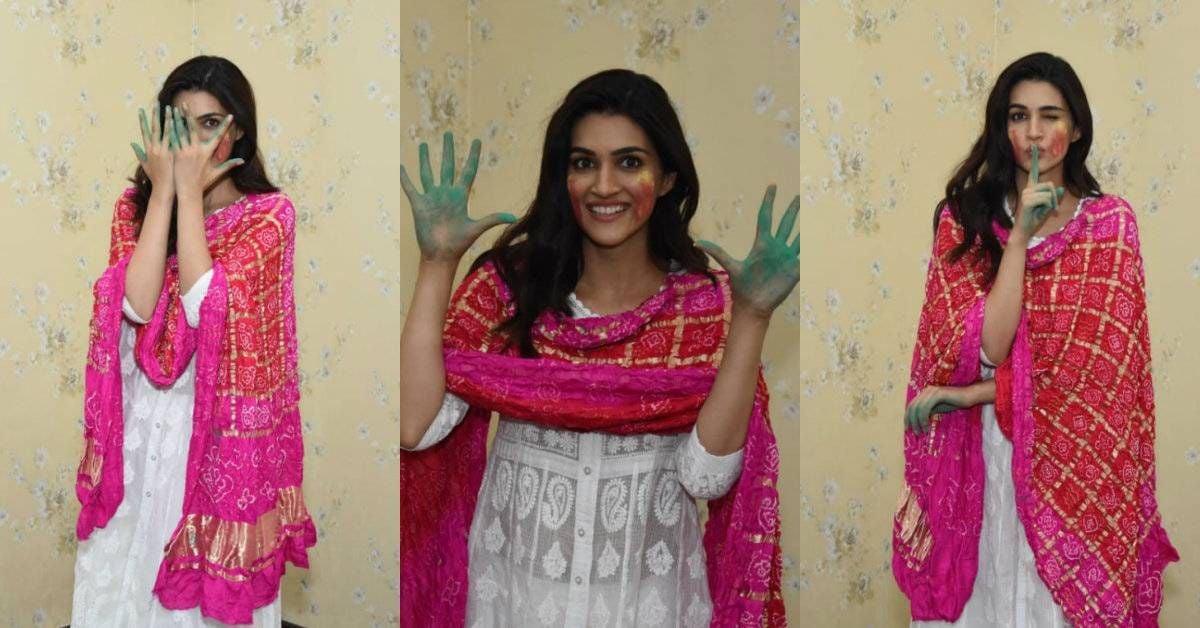 Kriti Sanon Celebrating Holi Photos
