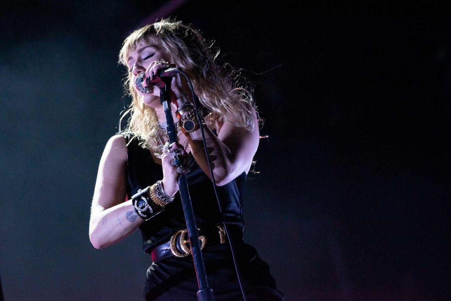 Miley Cyrus performing at BBC Radio