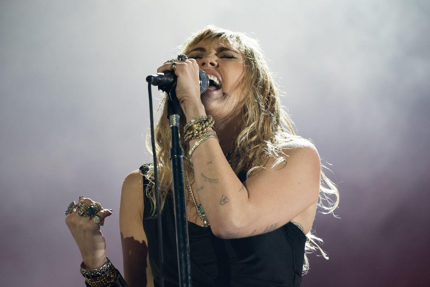 Miley Cyrus performing at BBC Radio