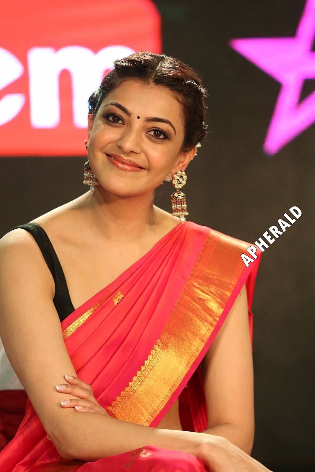 Monstrous Collection photos of Kajal Aggarwal in Sleeveless Blouse and Low Hip Saree