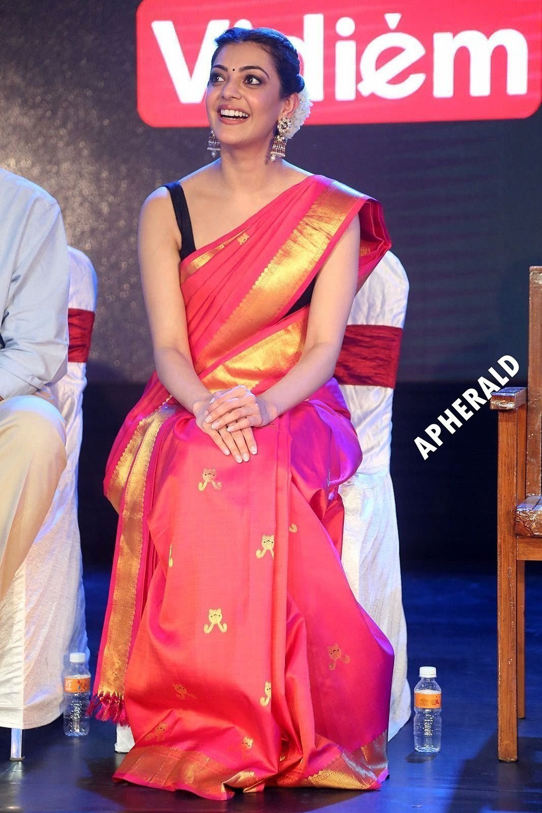 Monstrous Collection photos of Kajal Aggarwal in Sleeveless Blouse and Low Hip Saree