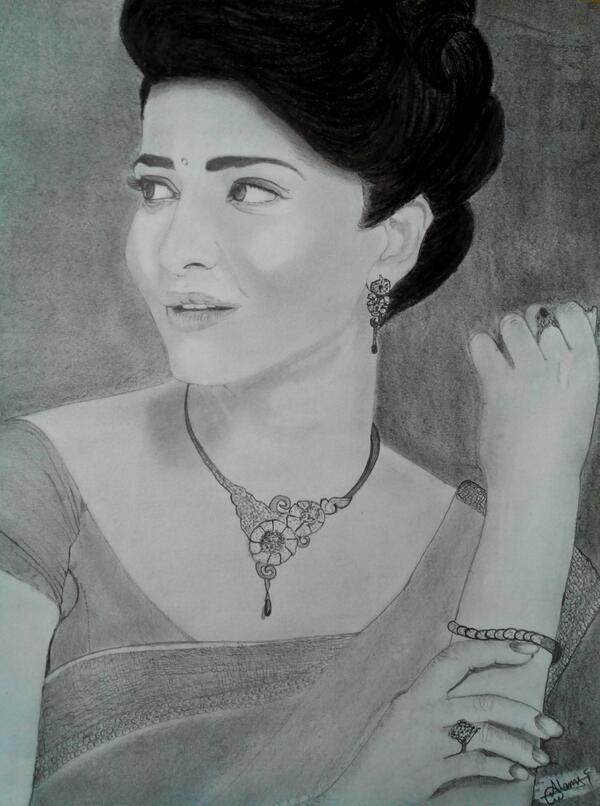 Pencil Sketch of Shruti Haasan Photos