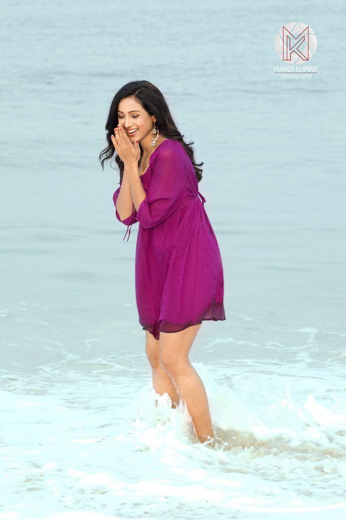 Priya Shri Magenta Colour Dress Photo Shoot Stills