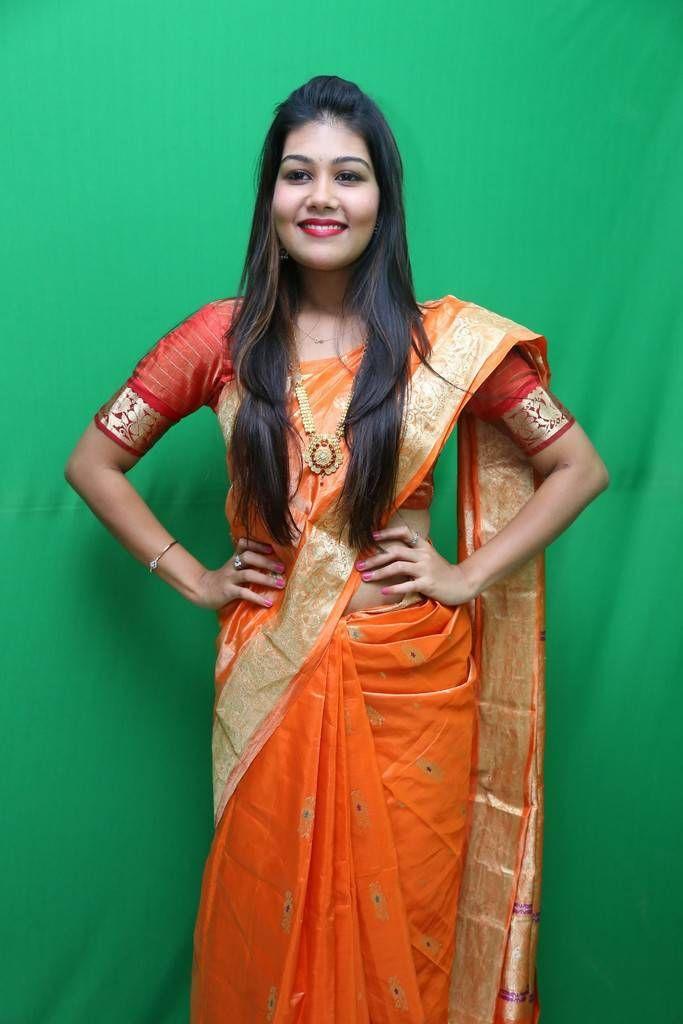 Rachana Smith Photo Shoot Stills In Traditional Orange Saree