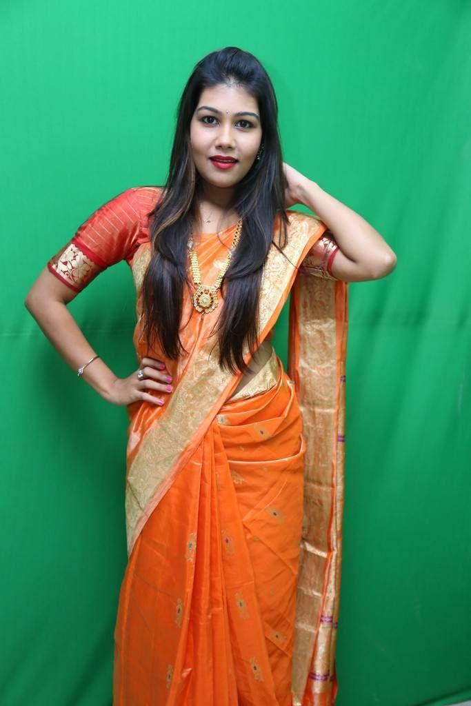 Rachana Smith Photo Shoot Stills In Traditional Orange Saree