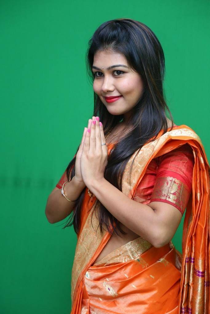 Rachana Smith Photo Shoot Stills In Traditional Orange Saree