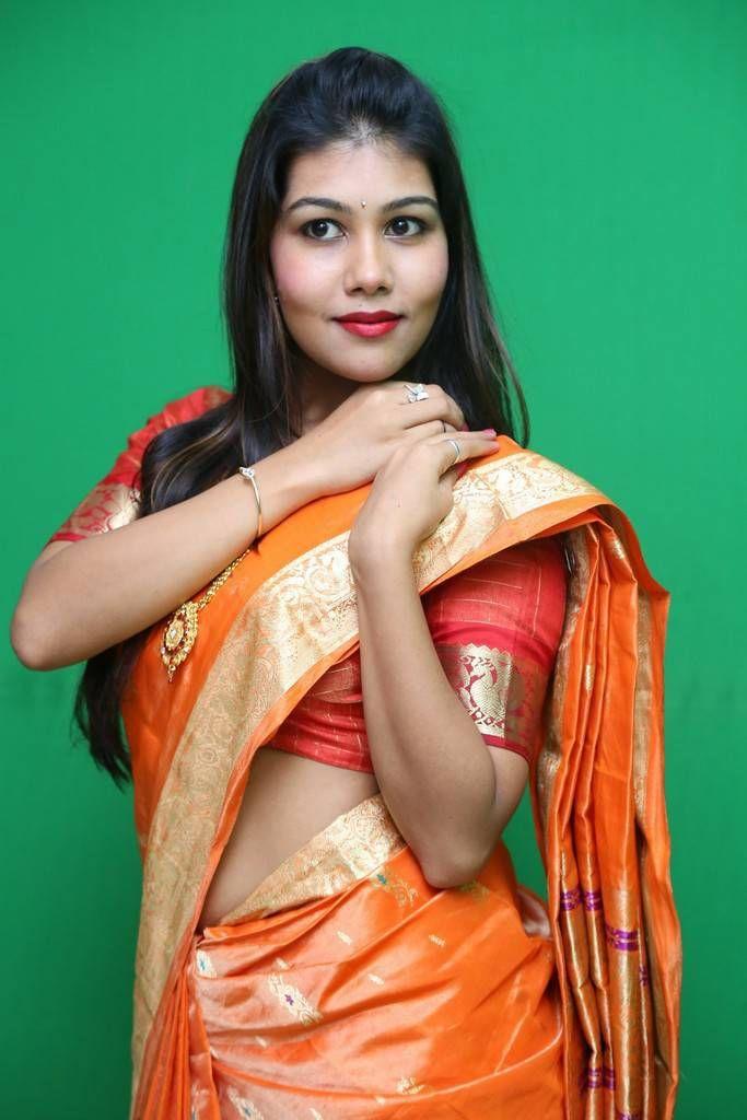 Rachana Smith Photo Shoot Stills In Traditional Orange Saree