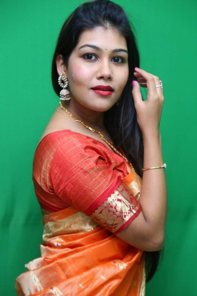 Rachana Smith Photo Shoot Stills In Traditional Orange Saree