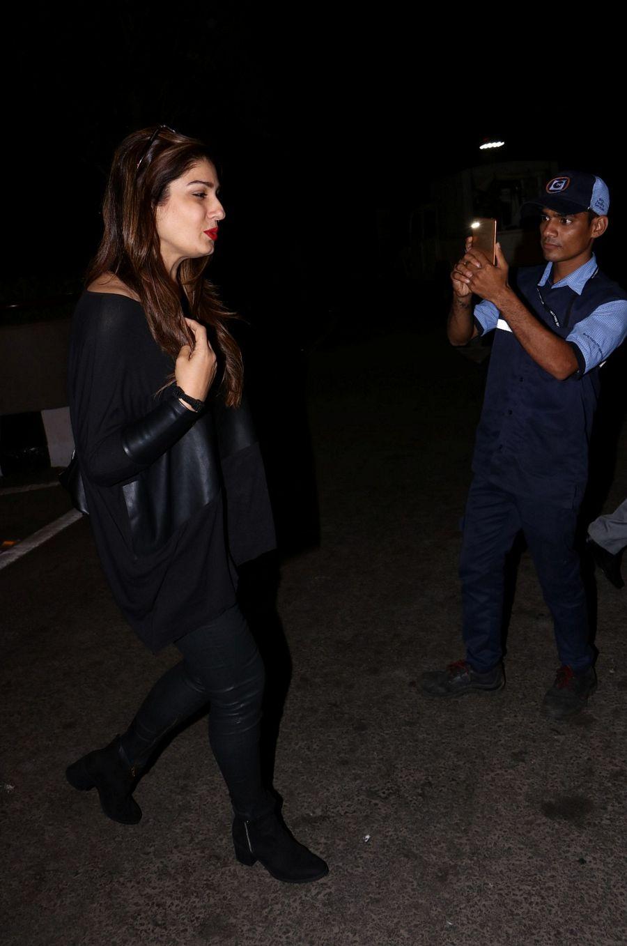 Raveena Tandon Spotted At Airport Photos