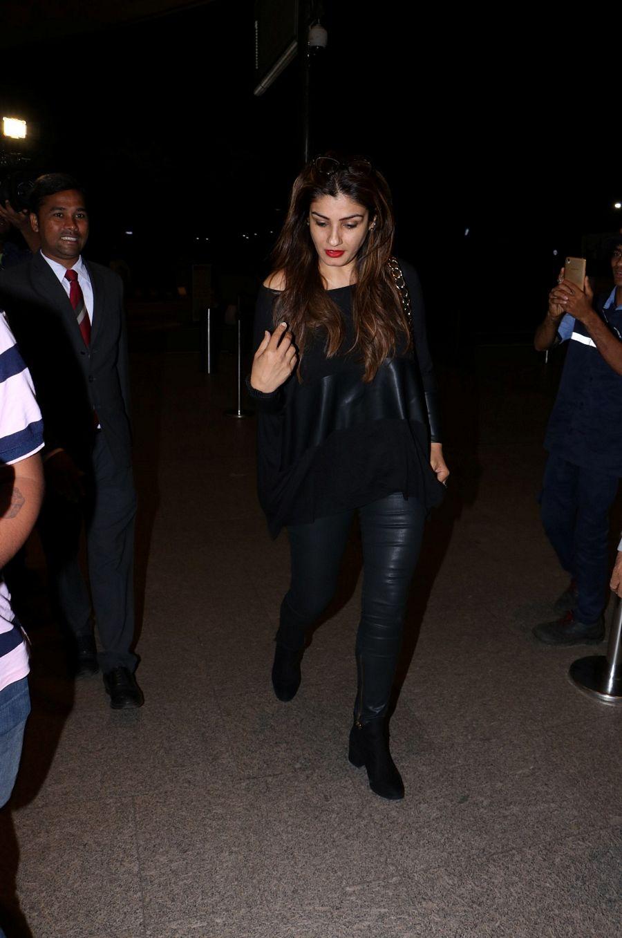 Raveena Tandon Spotted At Airport Photos