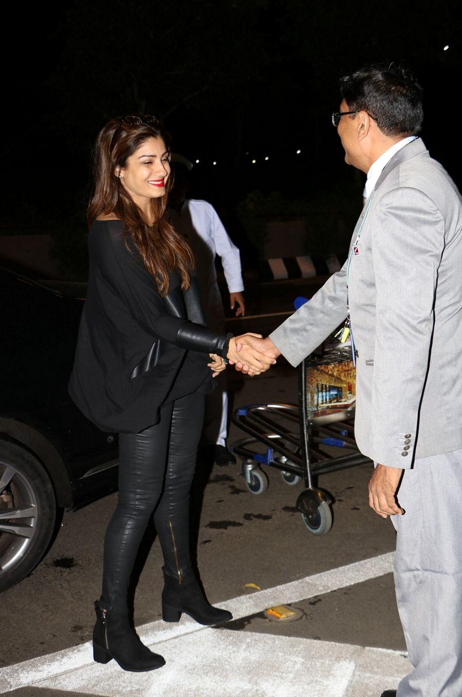 Raveena Tandon Spotted At Airport Photos