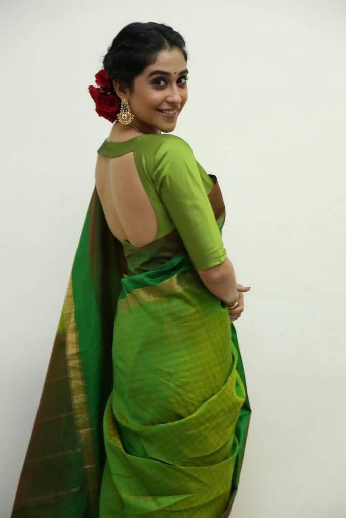 Regina Cassandra Hot Stills In Green Designer Saree