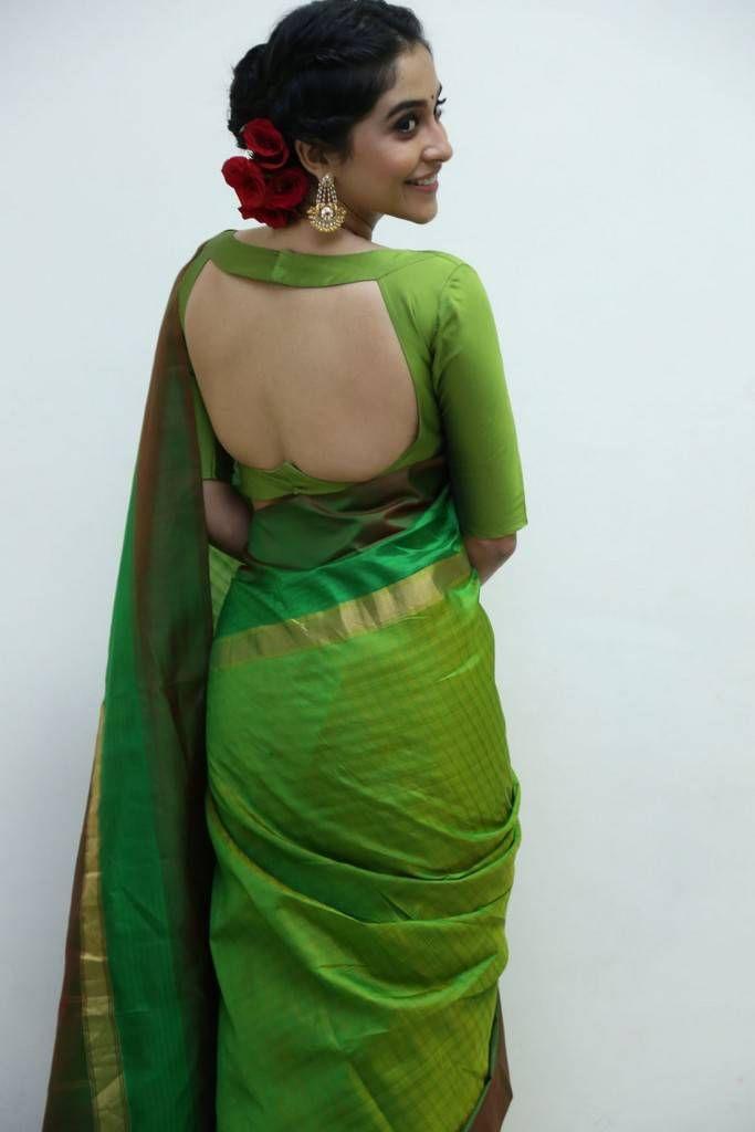 Regina Cassandra Hot Stills In Green Designer Saree