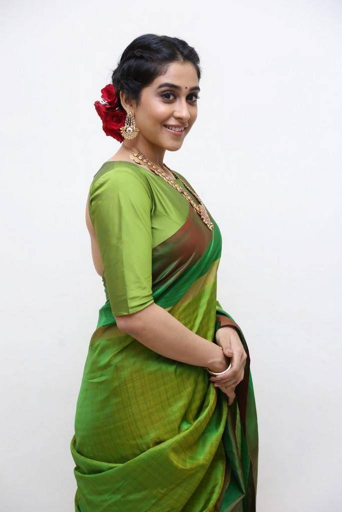 Regina Cassandra Hot Stills In Green Designer Saree