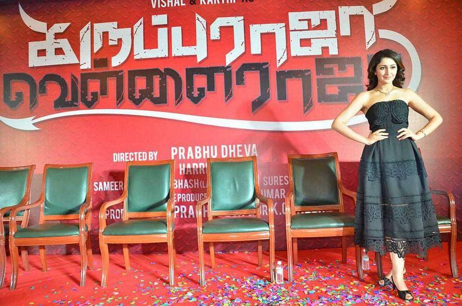 Sayesha Saigal Stills At Karuppu Raja Vella Raja Press Meet